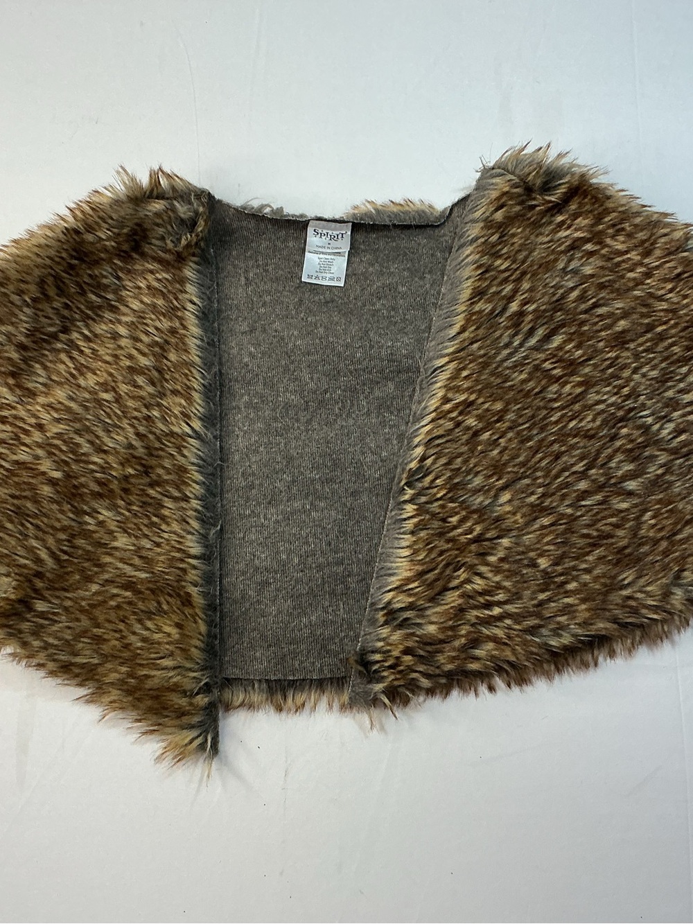 Spirit Faux Fur Shawl in Brown and Tan